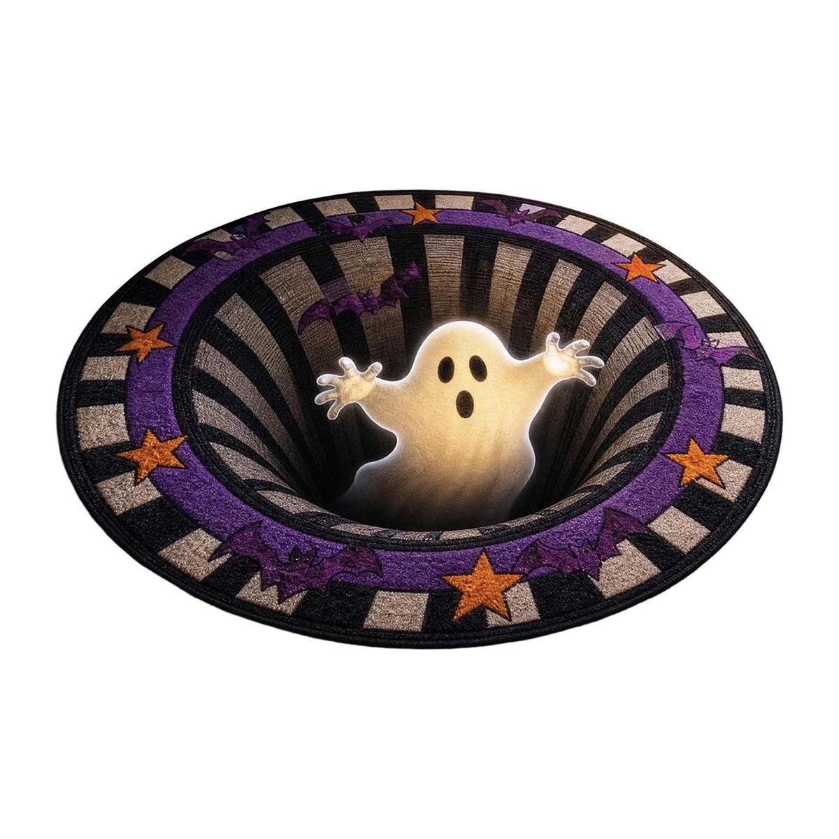 Win s Way 3D Illusion Round Halloween Rug Optical Illusion Doormat Non- Washable Entryway Decor Spooky Fall Front Door Mat for Party Decoration Available in 15.8/23.6/31.5 Inch